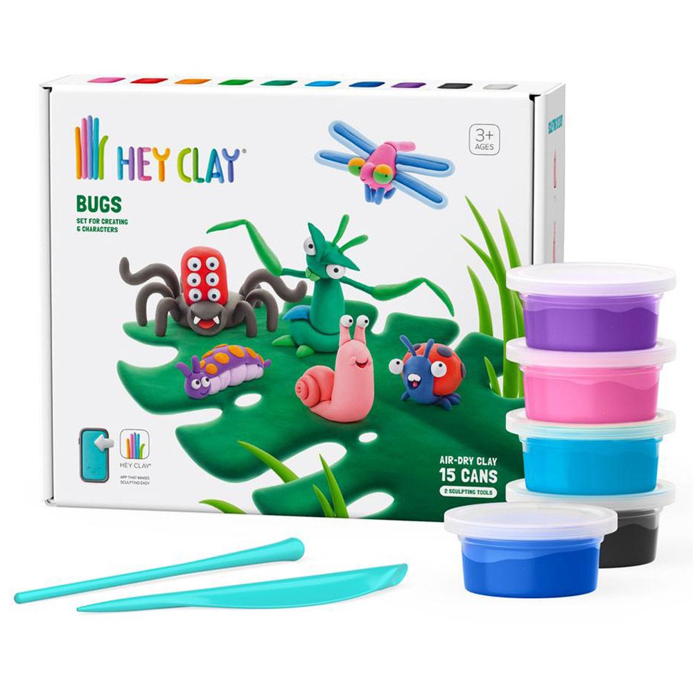 Hey Clay - Bugs Modelling Air Dry Clay Kit - 15pcs