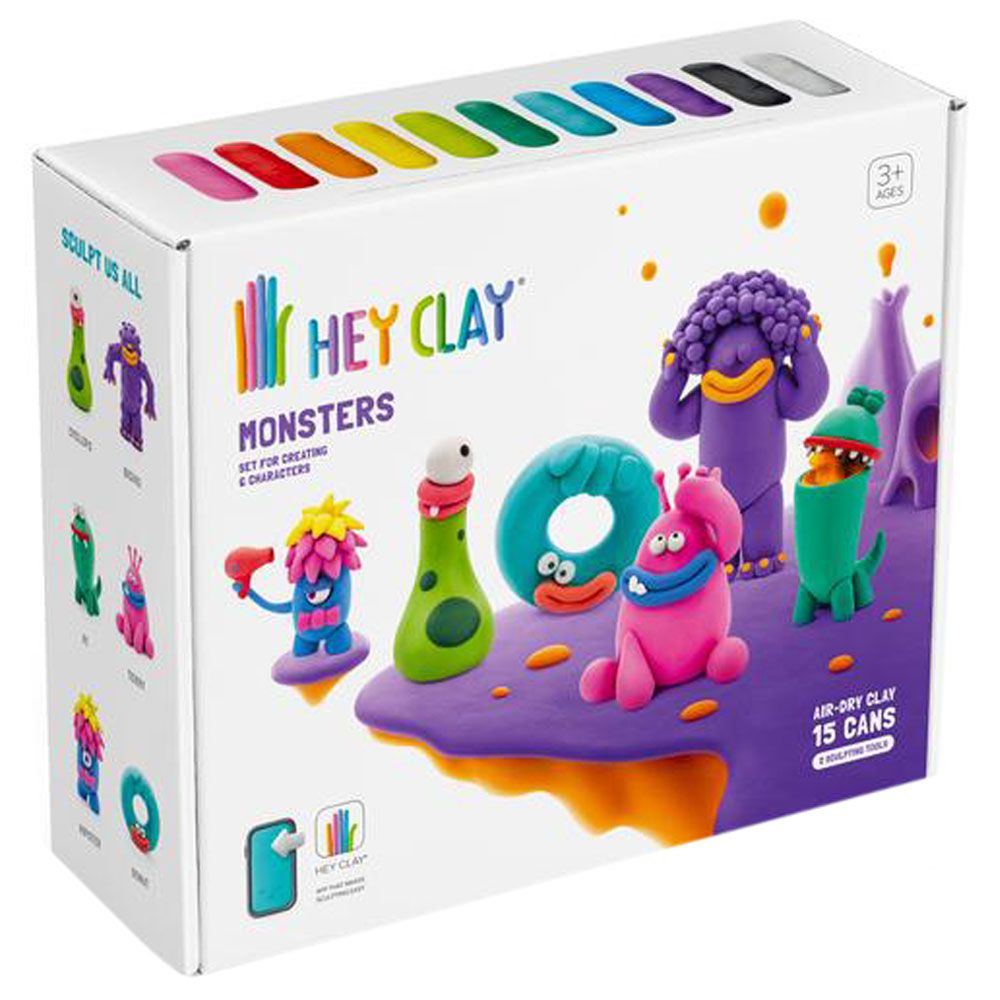 Hey Clay - Monsters Modelling Air Dry Clay Kit - 15pcs