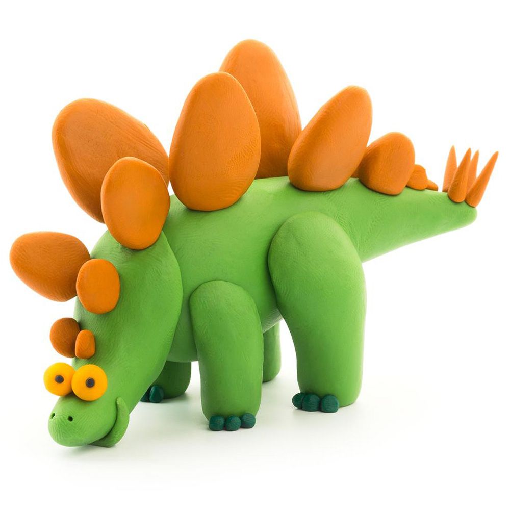 Hey Clay - DIY Stegosaurus Plastic Modelling Air Dry Clay Kit - 3pcs