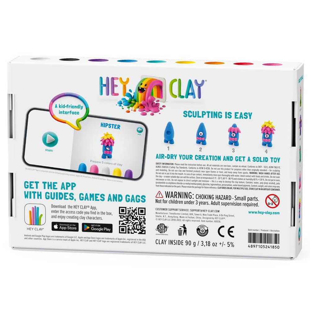 Hey Clay - DIY Monsters Plastic Modelling Air Dry Clay Kit - 6pcs