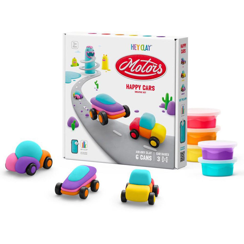 Hey Clay - Happy Cars Set Air Dry Clay Kit - 6pcs