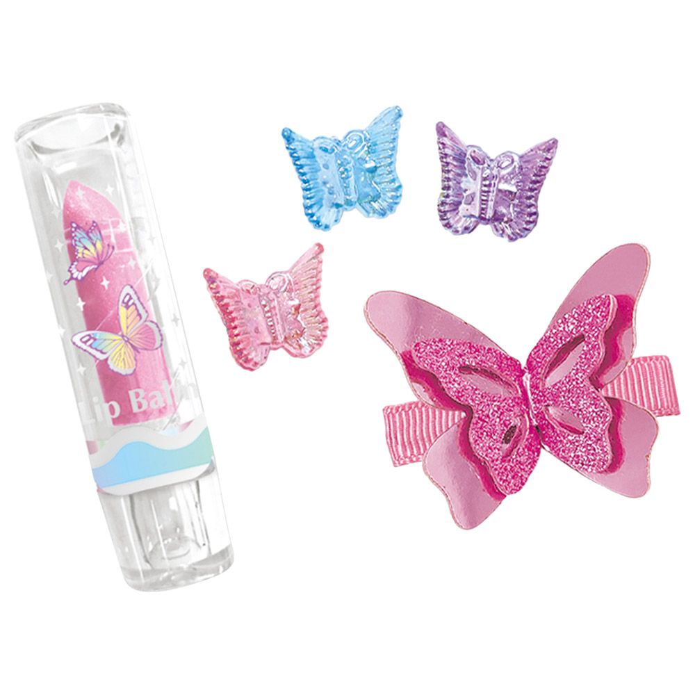 Hot Focus - Trendz Tie Dye Butterfly Hair Clips & Lip Balm Set