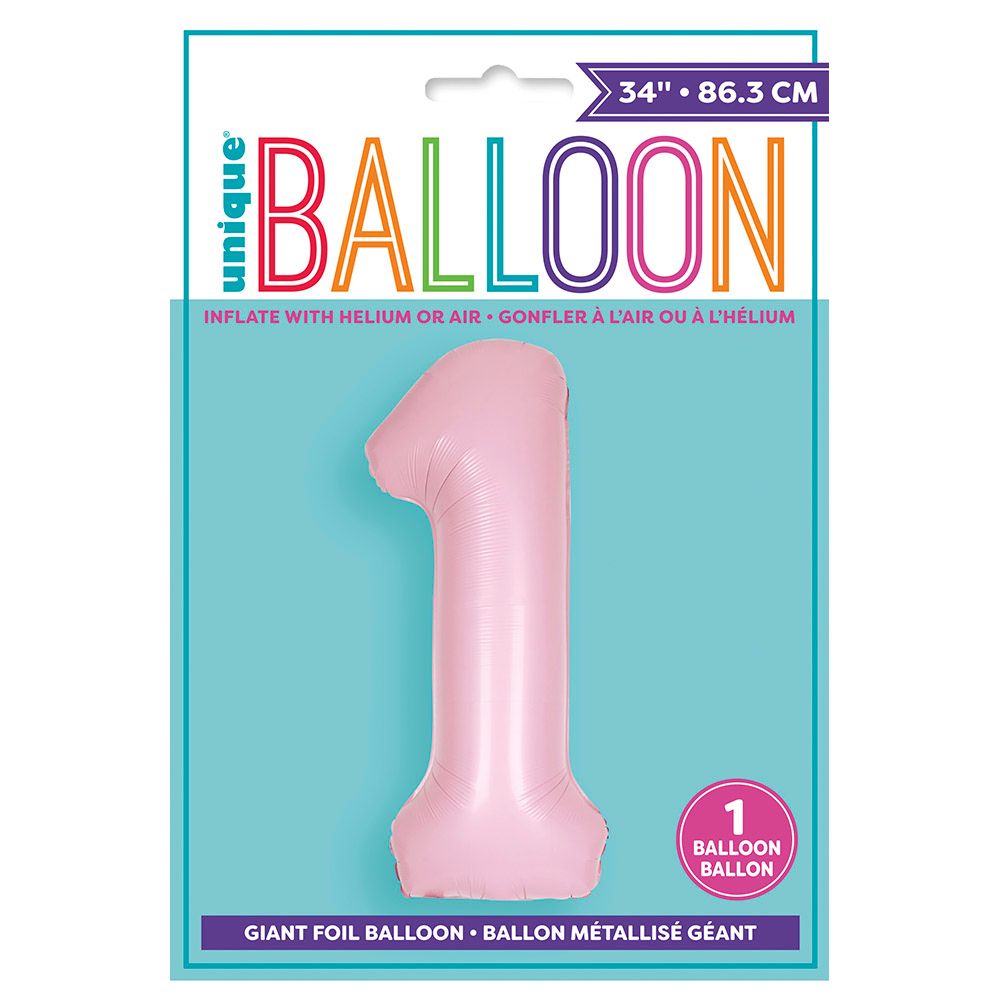 Unique - 34-inch Number "1" Foil Balloon - Matte Pink