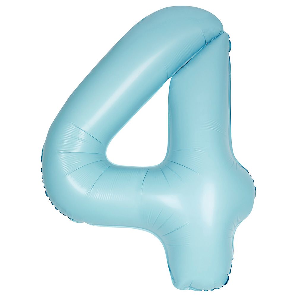 Unique - 34-inch Number "4" Foil Balloon - Matte Blue