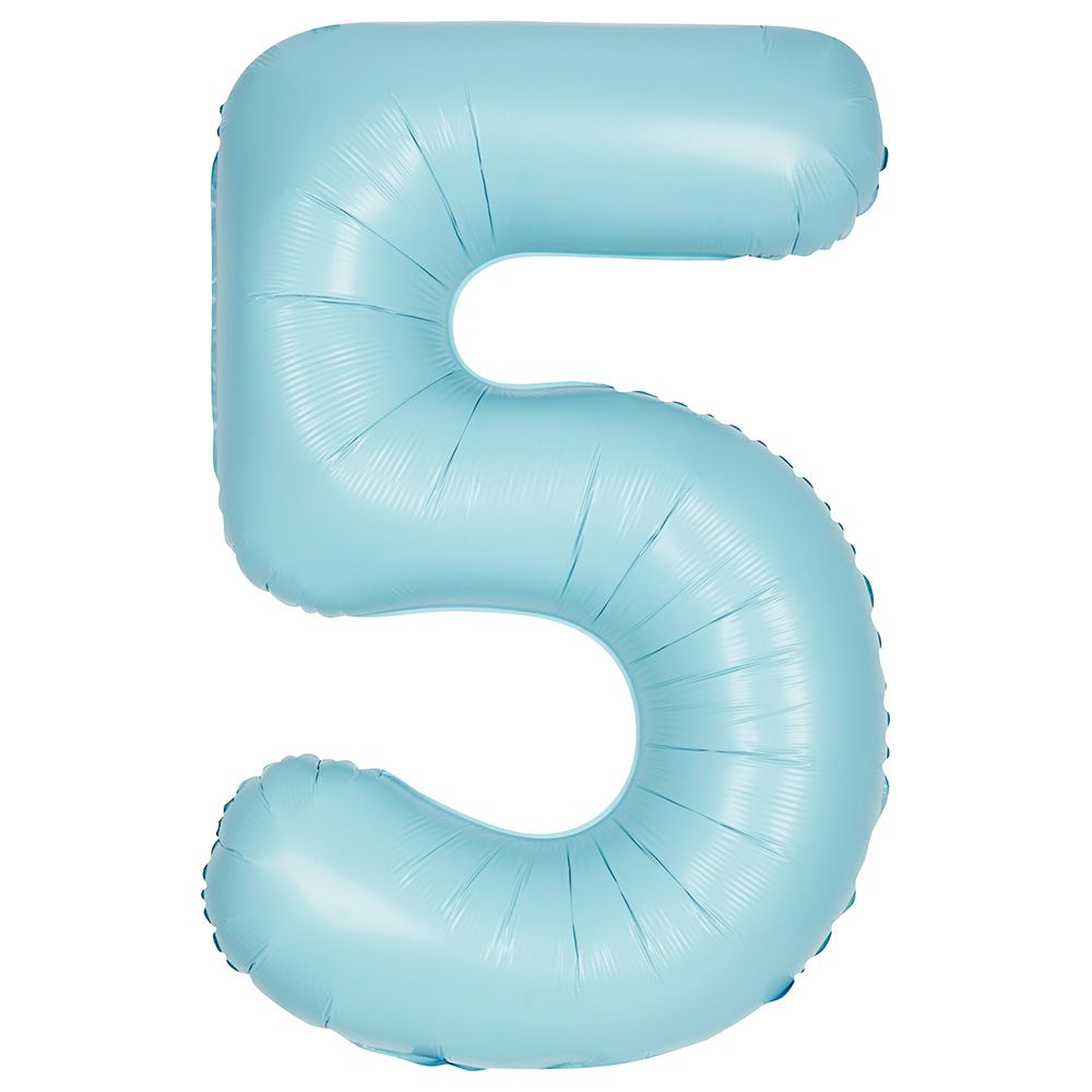 Unique - 34-inch Number "5" Foil Balloon - Matte Blue