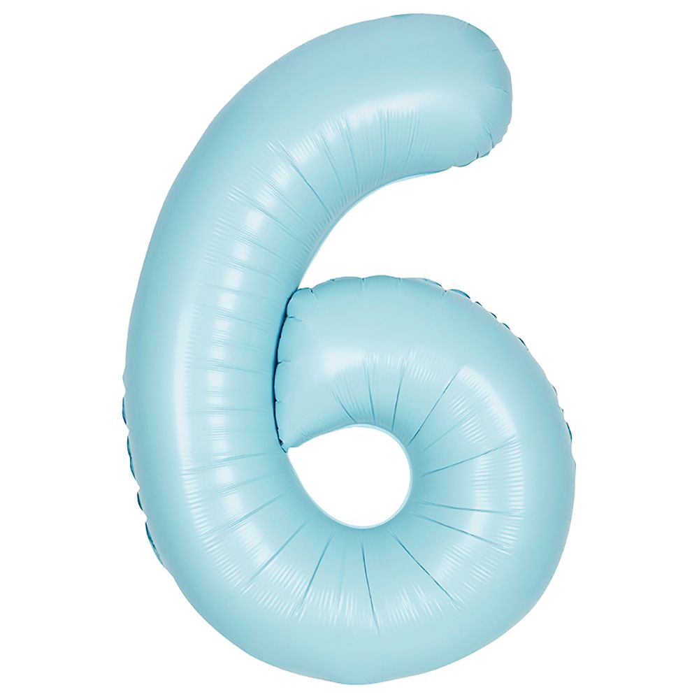 Unique - 34-inch Number "6" Foil Balloon - Matte Blue