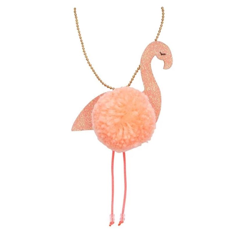 Meri Meri Flamingo Pompom Necklace Pink