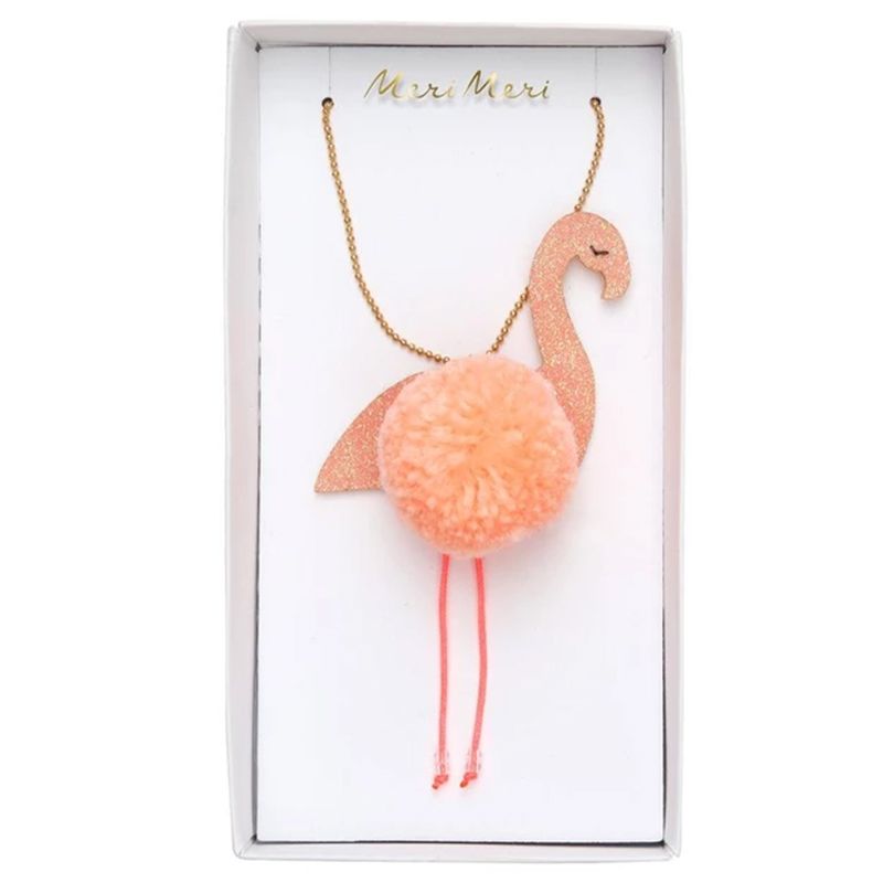 Meri Meri Flamingo Pompom Necklace Pink