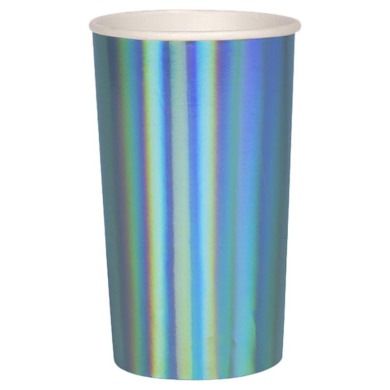 Meri Meri - Holographic Blue Highball Cups - 8 Pcs