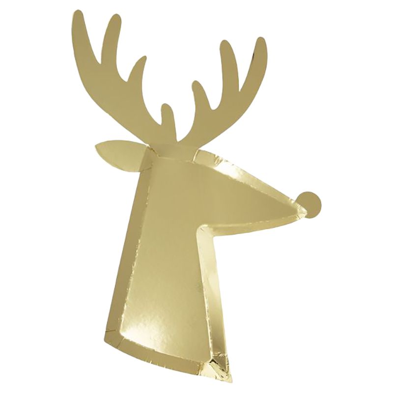 Meri Meri - Gold Reindeer Plates - 8 Pcs