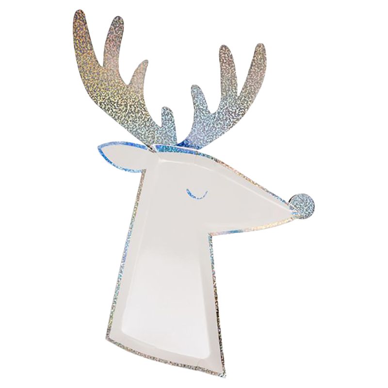 Meri Meri - Silver Sparkle Reindeer Plates 8pcs