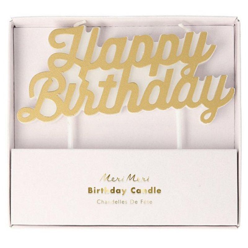 Meri Meri - Gold Happy Birthday Candle