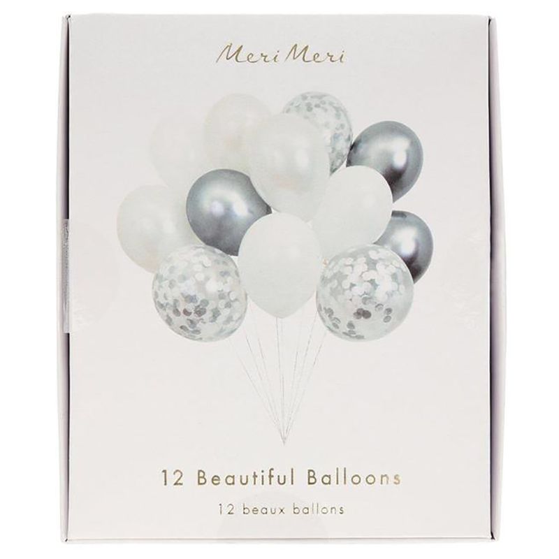 Meri Meri - Beautiful Balloons Pack of 12 - Silver