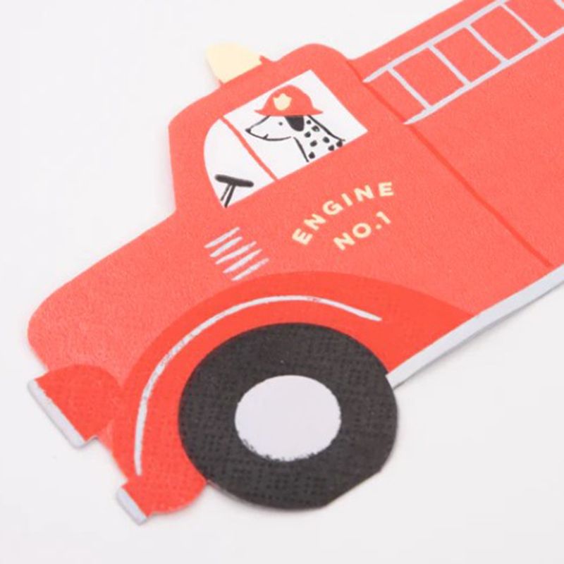 Meri Meri - Fire Truck Napkins - 16Pcs - Red