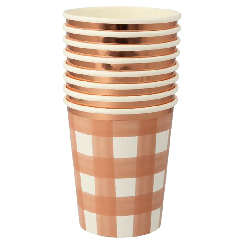 Meri Meri - Burnt Orange Gingham Cups - 8pcs