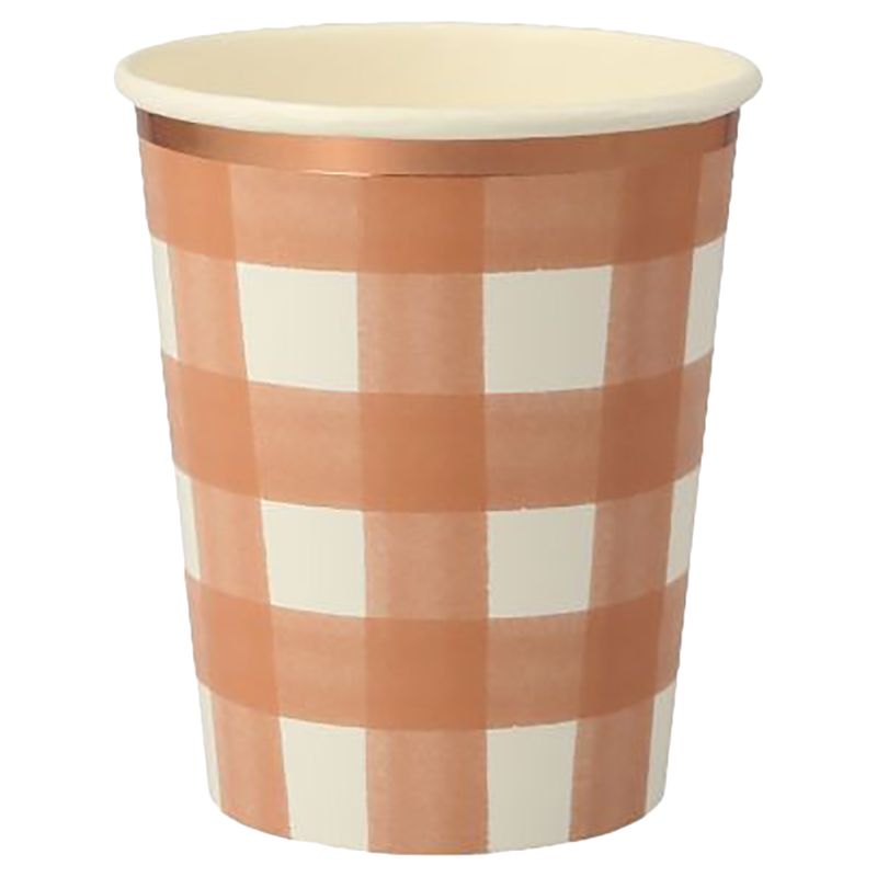 Meri Meri - Burnt Orange Gingham Cups - 8pcs