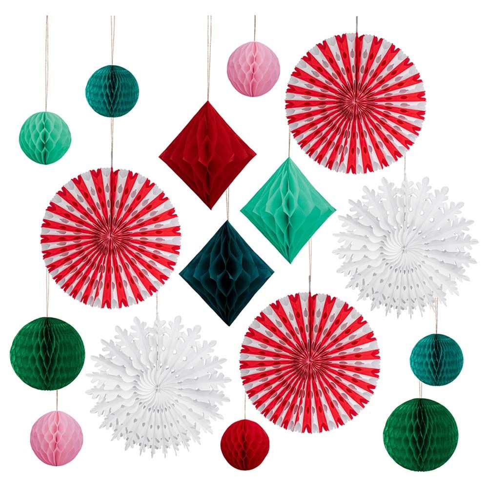 Meri Meri - Christmas Honeycomb Decoration Kit - 16pc