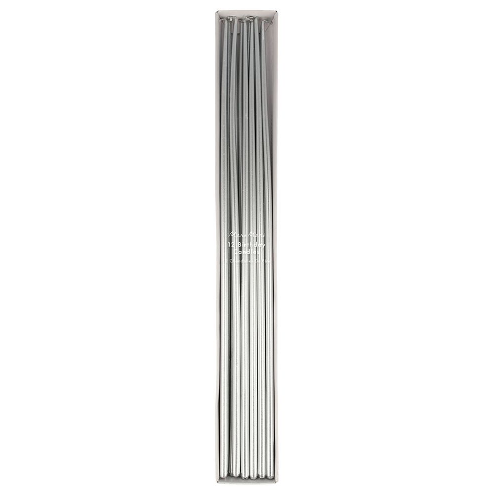 Meri Meri - Tall Tapered Candles - Pack of 12 - Silver