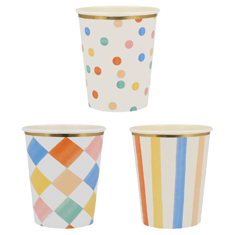 Meri Meri - Colourful Pattern Cups - 256Ml - 8pcs