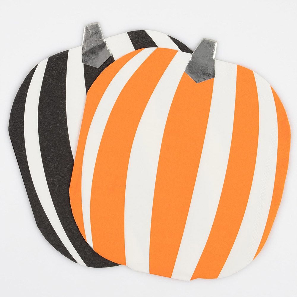 Meri Meri - Mod Pattern Pumpkin Napkins - 16pcs - Orange/Black