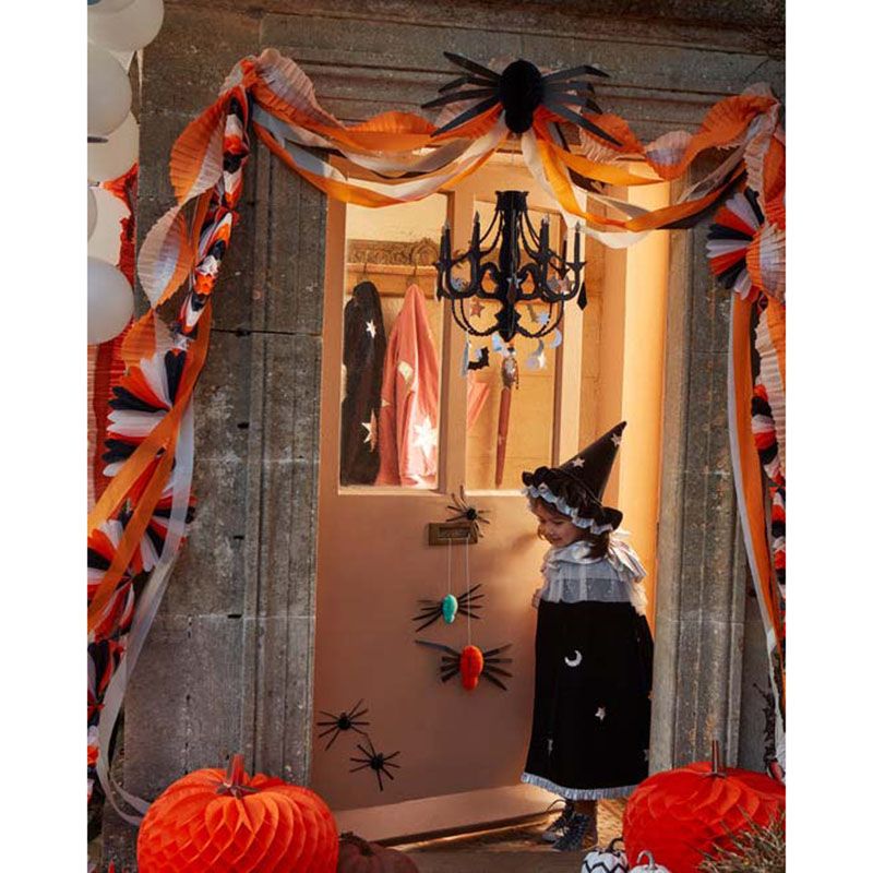 Meri Meri - Stripe Honeycomb Garland - Black/Orange