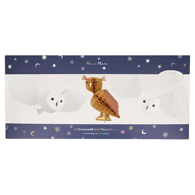 Meri Meri - Honeycomb Owl Decoration - 3pcs