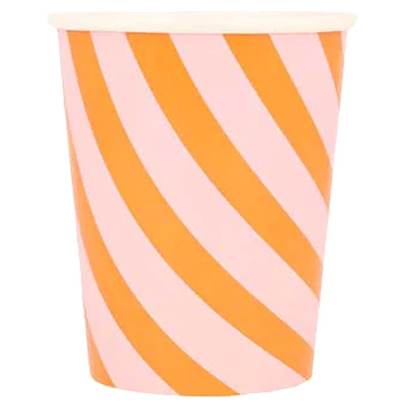 Meri Meri - Stripy Cups - 8pcs - Pink/Orange