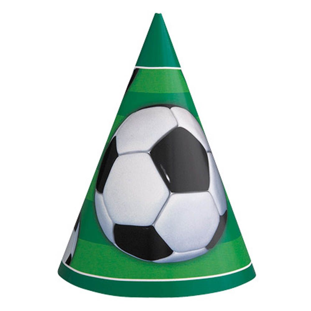 Unique - 3D Soccer Party Hats - 8 pcs