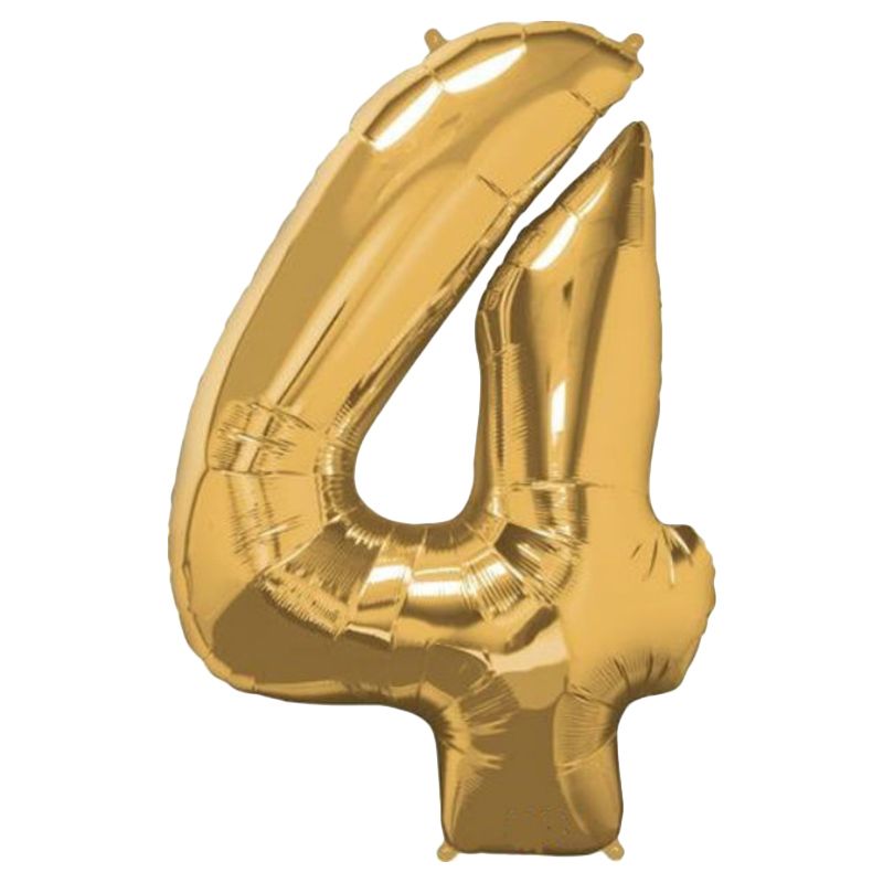 Qualatex - Number 4 Balloon - 34 Inch - Gold