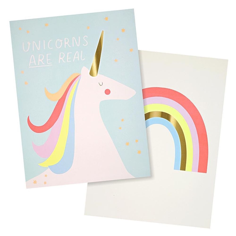 Meri Meri - Rainbows & Unicorns Art Prints Pack Of 2