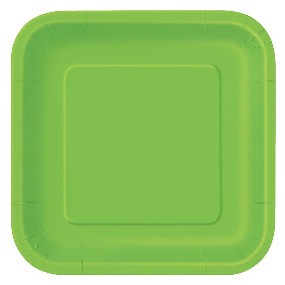 Unique - Square Plate 9" Pack of 14 - Lime Green