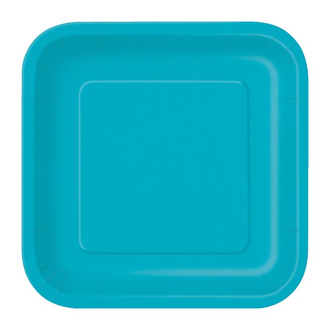 Unique - Square Plate 7" Pack of 16 - Caribbean Teal