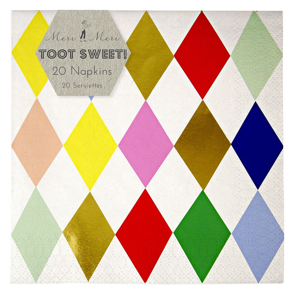 Meri Meri - Toot Sweet Harlequin Large Napkin 7" Pack Of 16