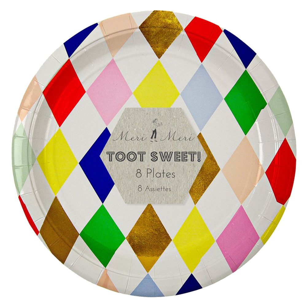 Meri Meri - Toot Sweet Harlequin Large Plate 9" Pack Of 8