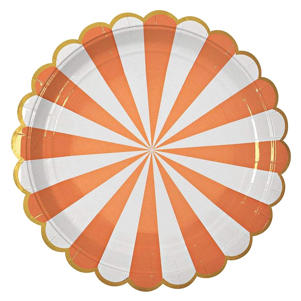 Meri Meri - Toot Sweet Striped Plates Large - Orange