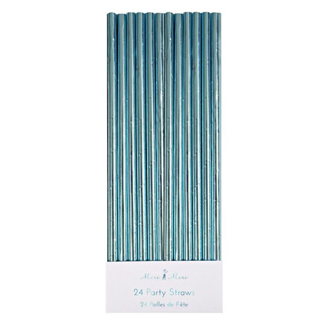 Meri Meri - Foil Party Straws Pack of 24 - Aqua