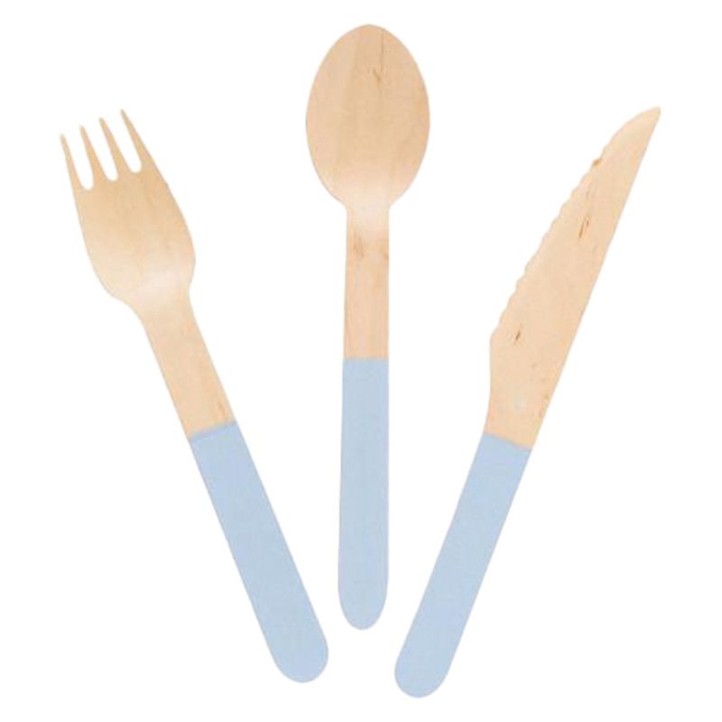 Meri Meri - Soft Blue Wooden Cutlery Set - 24 pk