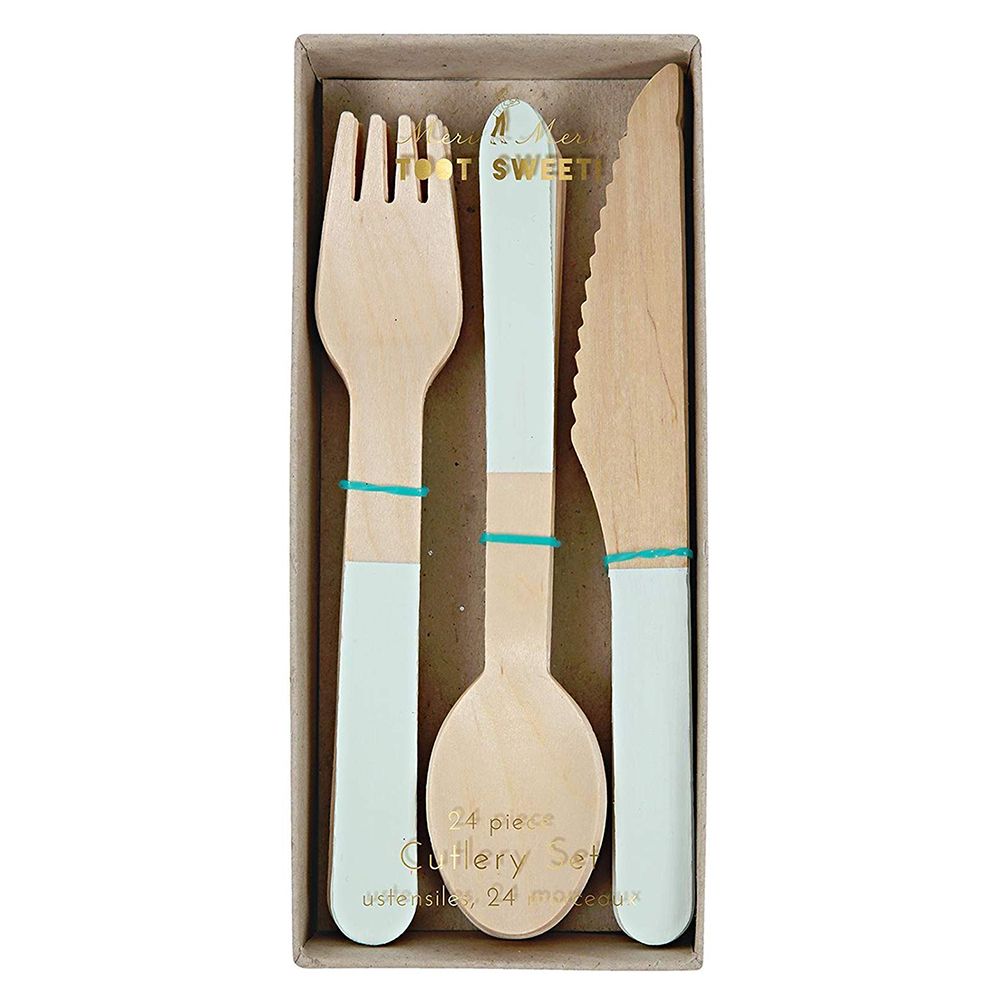 Meri Meri - Mint Wooden Cutlery Set 24pcs