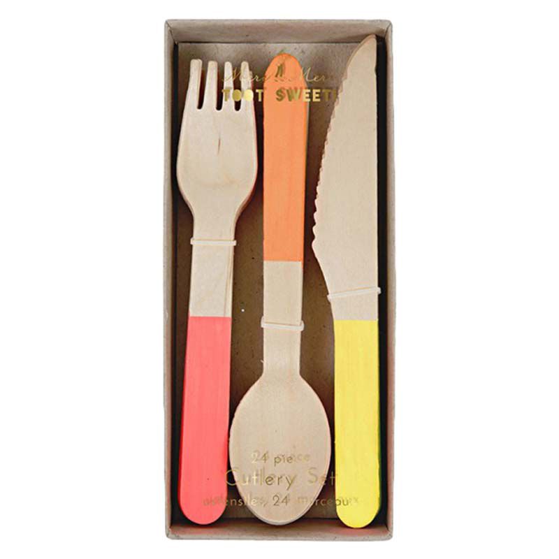 Meri Meri - Neon Wooden Cutlery Set