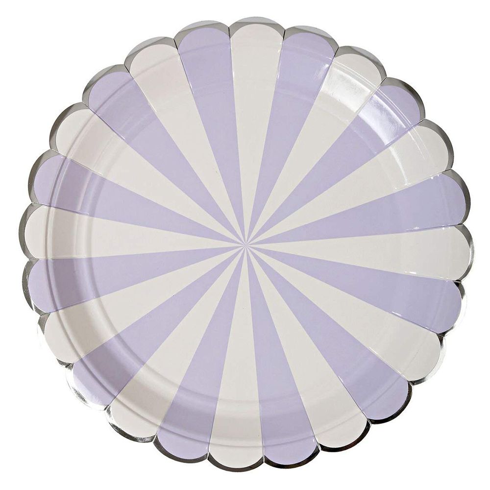 Meri Meri - Striped Plates Large Pack of 8 - Lavender