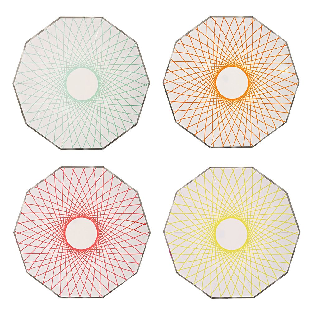 Meri Meri - Toot Sweet Neon Spiro Plate Large Pack Of 8