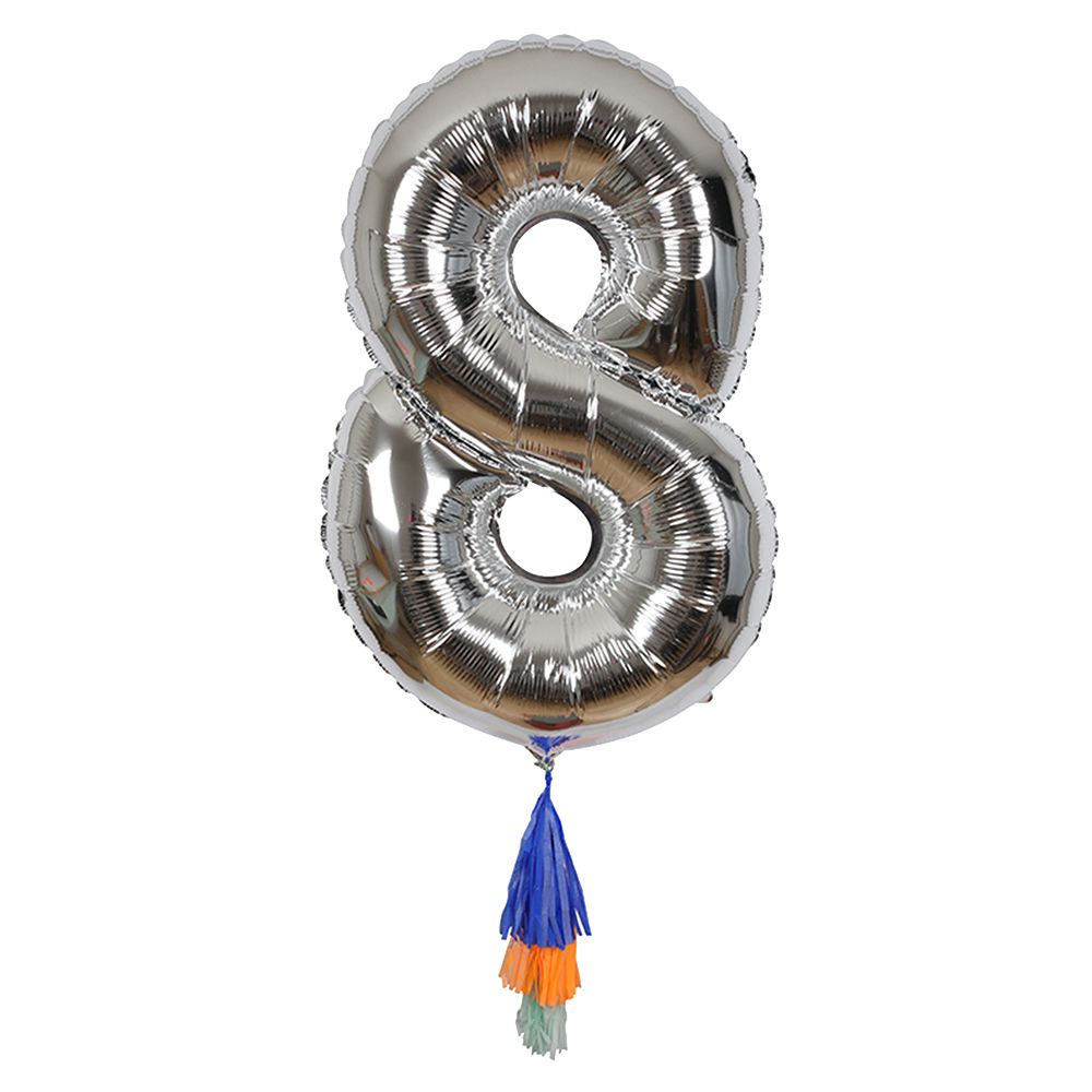 Meri Meri - Fancy Number 8 Balloon 40" - Sliver