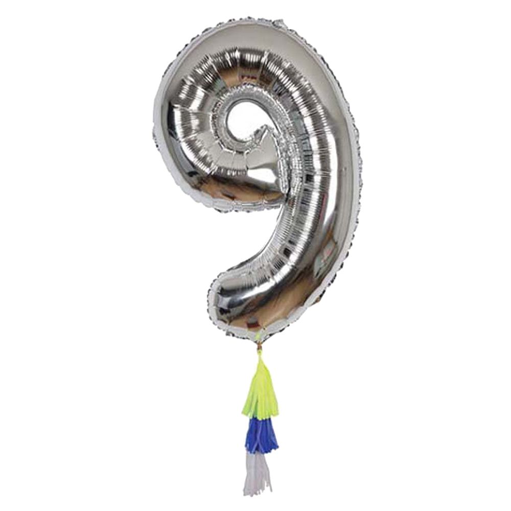 Meri Meri - Fancy Number 9 Balloon 40" - Sliver