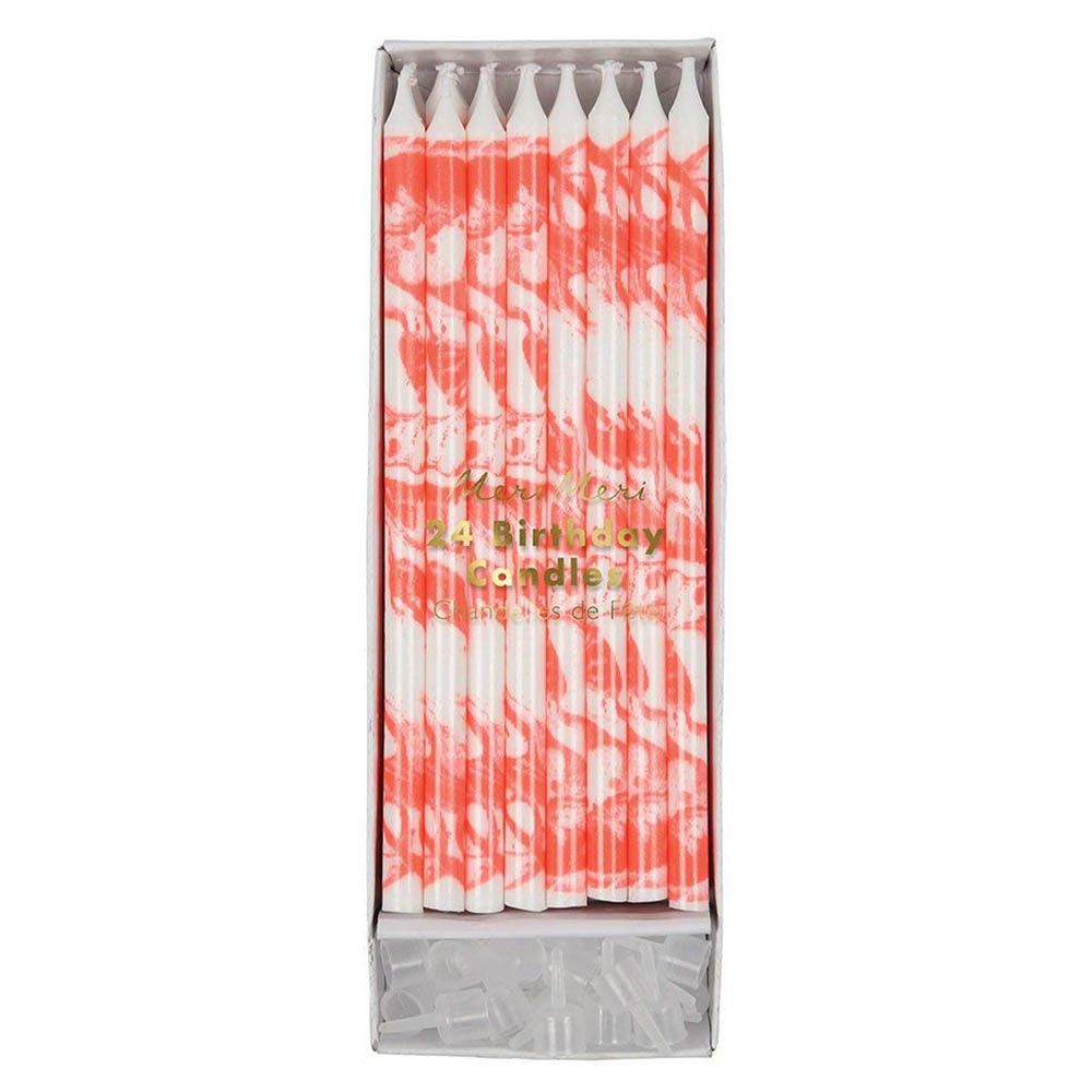 Meri Meri - Marbled Candles 6" Pack of 24 - Coral