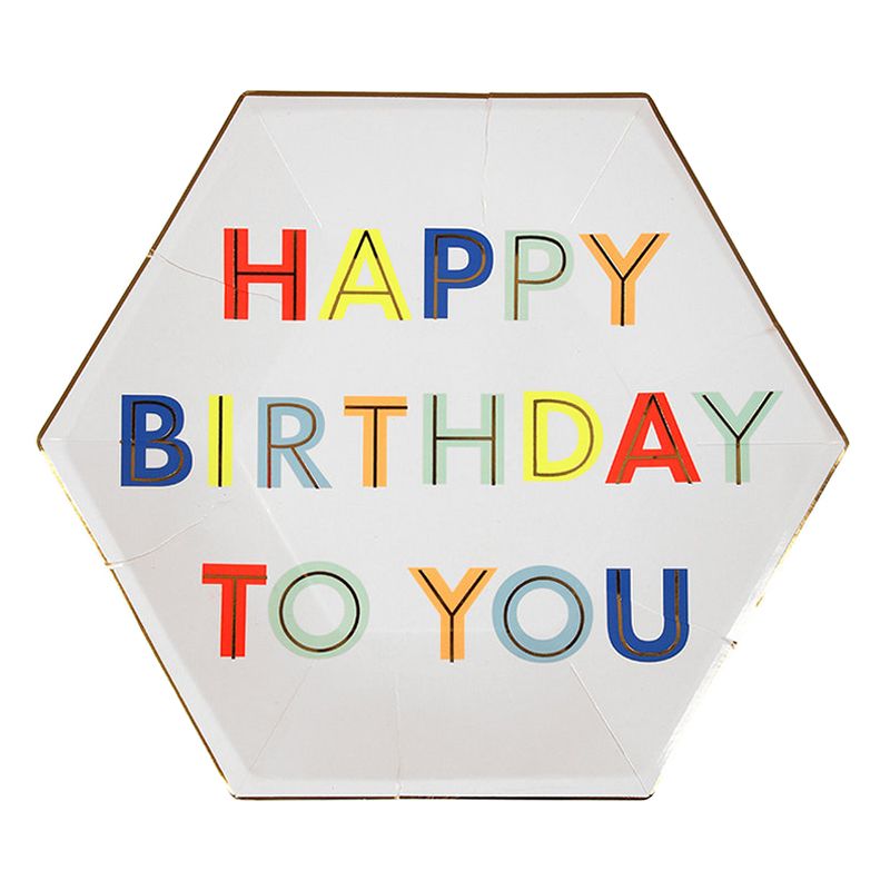 Meri Meri - Happy Birthday To You Plates Large Pack Of 8