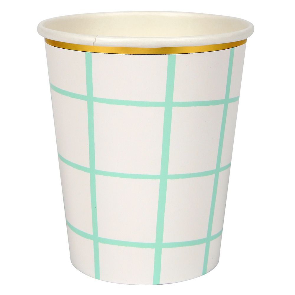 Meri Meri - Mint Grid Cups 8pcs - Mint