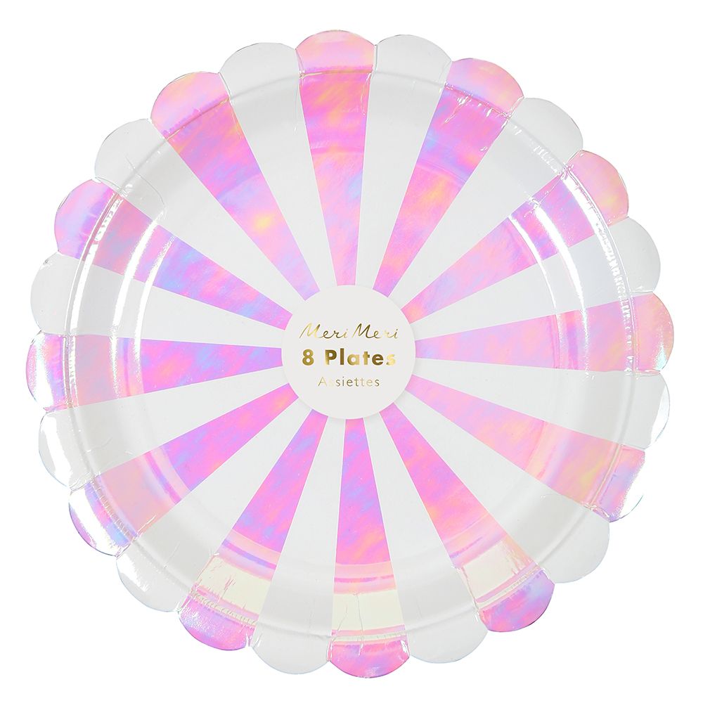 Meri Meri - Iridescent Striped Plates 8pcs - Small