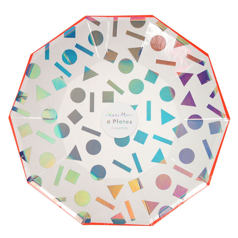 Meri Meri - Rainbow Confetti Plates 8pcs - Large