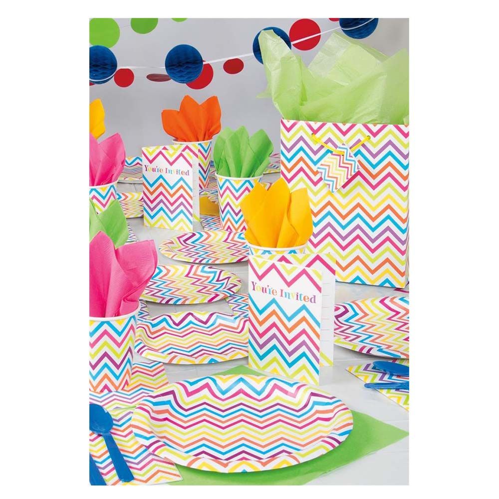 Unique - Rainbow Chevron Plates 7" Pack of 8