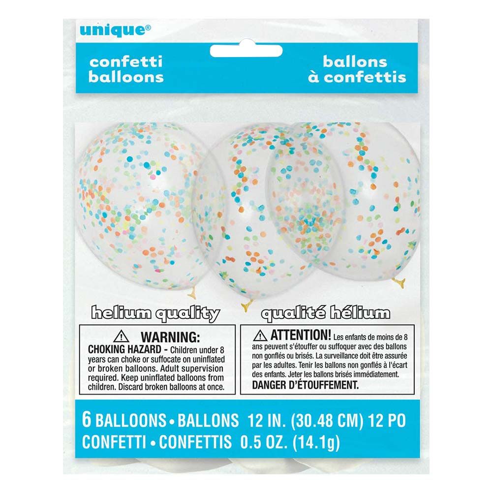 Unique - Bright Confetti Balloons Pack of 6